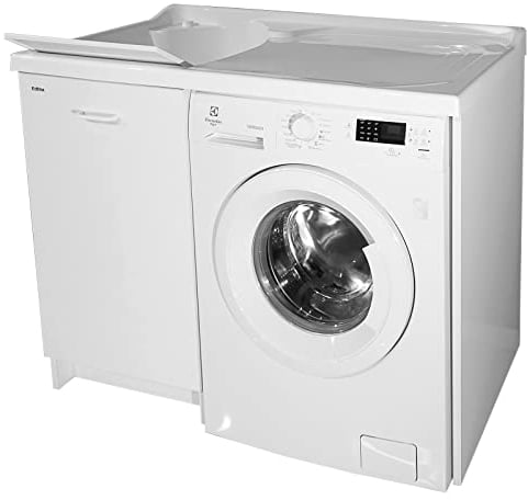 ARCKSTONE Mobile Lavatoio in Nobilitato Idrorepellente Vasca Termoplastica Copri Lavatrice Destra Montegrappa Edilla 109X60X89 cm senza cesto