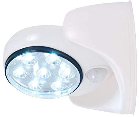 Trimming Shop Motion Activated 360° Infrared Sensor LED Night Lights, Battery Operated 7LED Lights Cordless Lamp for Garden, Indoor, Outdoor, Patio, Wall Shed, White, 12.5cm, 1pc