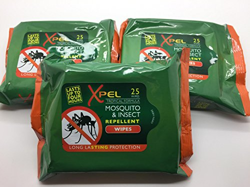 ** XPEL MOSQUITO & INSECT REPELLENT WIPES NEW ** TRAVEL 75 WIPES LONG LASTI