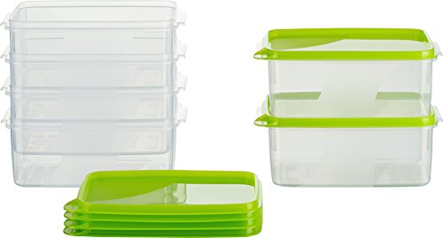 MiraHome Gefrierdosen 6x0,75L rechteckig grün – Vorratsdosen mit Deckel luftdicht – Transparente Frischhaltedosen mit Deckel – Aufbewahrungsbox Küche für Mealprep & Organisation – Austrian Quality