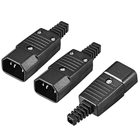 sourcing map AC110-250V 10A Mâle IEC320 C14 Puissance Prise Adaptateur Connecteur 3-Terminal Montage Panneau 3Pcs