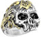 Mianova Herren Ring Edelstahl Massiv Breit Herrenring Männer Biker Rocker Totenkopf Schädel Zeichen Symbol gold vergoldet Größe 68 (21.6)
