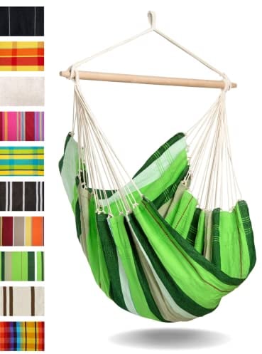 AMAZONAS - XL Hängesessel Brasil | Hängesessel ohne Gestell mit großer Sitzfläche, handgefertigt in Brasilien | Belastbar bis 150 kg; Sitzfläche 1,6m x 1,3m; Stablänge 1,1m | Farbe: Oliva