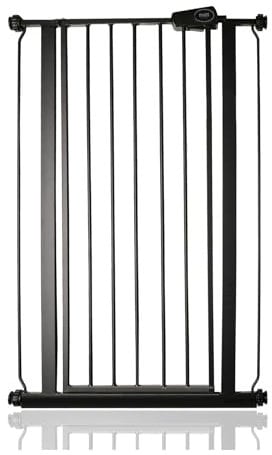 Safetots Extra Tall Narrow Metal Safety Gate Pressure Fit, 68.5cm - 75cm, Matt Black, 104cm in Height, Extra Tall Stair Gate, Tall Baby Gate, Easy Installation