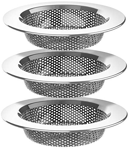 MR.SIGA Kitchen Sink Strainer, Stainless Steel Sink Drain Strainer, Dishwasher Safe(External Diameter 11.2cm, Inner Diameter 7.6cm,Pack of 3)