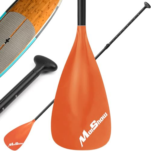 MoiShow SUP Paddle - Pala ajustable de 3 piezas con diseño de bloqueo único, eje de aleación flotante