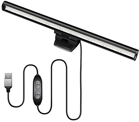 Tonguk Computer Monitor Lamp, Clip-on LED Desk Lamp, Black, Plastic, USB, Eye Protection, Dimmable, Memory Function