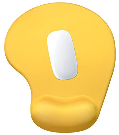 Hsurbtra Tapis de Souris, Ergonomique Tapis de Souris Gamer avec Repose Poignet en Gel, Portable, Parfait pour Ordinateur, Bureau, Travail, Jaune Abricot