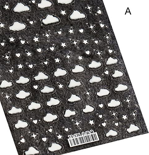 Ruby569y Nail Sticker,Nail Art Accessories Decorations,Cloud Pattern Nail Sticker Ultra Thin Colorful Engraved Nail Art Stickers Cloud Back Glue Decals for Manicure - A