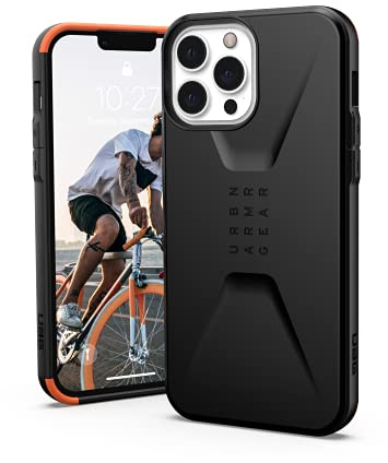 Urban Armor Gear Civilian Hülle kompatibel mit Apple iPhone 13 Pro Max [Wireless Charging kompatibles Cover, Sturzfeste Handyhülle, Displayschutz durch erhöhten Rand] schwarz