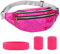 Bauchtasche Damen und Schweißband Set,Wasserdicht Gürteltasche mit 3 Reißverschluss Fächer, 80er,90er Jahre Outfit Damen Bauchtasche, Stylisch Hüfttasche Mädchen für Festival,Party,Sport
