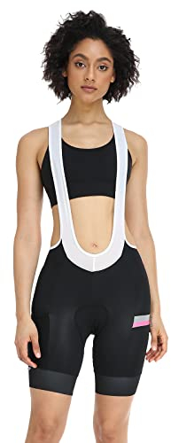 Santic Trägerhose Fahrrad Damen Gepolstert Radhose Damen Kurz Radlerhose Dame mit Polster Fahrradhose EU XL