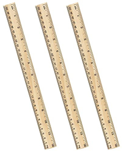 ZZTX 3 Pack Wooden Ruler 12 Inch Rulers Bulk Wood Measuring Ruler for Students Office School Supplies 2 Scale (30 cm)