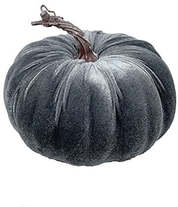 FloristryWarehouse Samt-Herbst-Zierkürbis-Dekoration, 18 x 13 cm, Grau