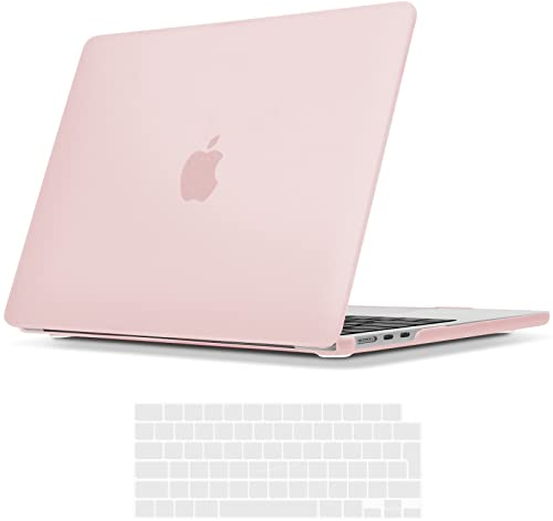 TECOOL Case compatible with MacBook Air M4 M3 M2 13.6 inch 2022-2025 (A3240 A3113 A2681), Plastic Snap On Hard Shell Cover & UK EU Keyboard Protector, Pale Pink (Matte)