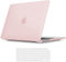 TECOOL Case compatible with MacBook Air M4 M3 M2 13.6 inch 2022-2025 (A3240 A3113 A2681), Plastic Snap On Hard Shell Cover & UK EU Keyboard Protector, Pale Pink (Matte)