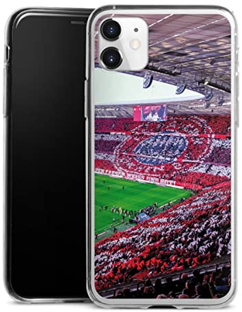 Slim Case extra dünn kompatibel mit Apple iPhone 11 Silikon Handyhülle transparent Hülle FCB Stadion FC Bayern München
