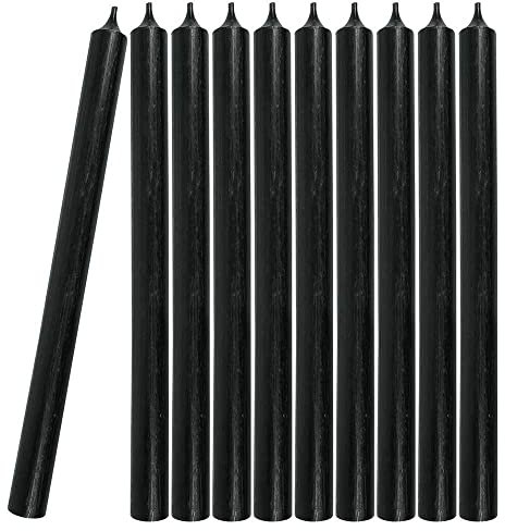 10 Stabkerzen Schwarz Durchgefärbt 28 cm Lang Tropffrei Premium