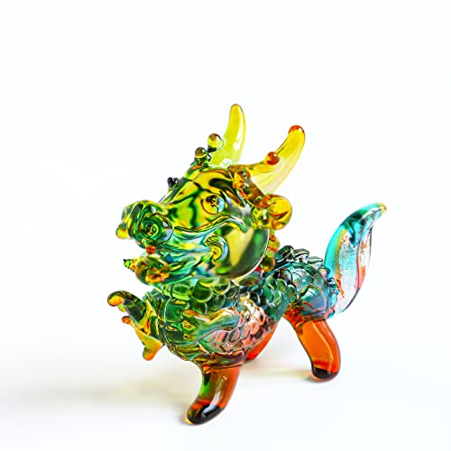 H&D HYALINE & DORA Figura coleccionable de dragón de cristal, pequeño animal mítico Fengshui, regalo para el hogar