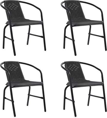 JUNZAI Gartenstühle 4 STK Hochlehner, Campingstühle, Lehnstühle, Wetterfest Stuhl, Garden Chair, Rattan-Optik Kunststoff und Stahl 110 kg