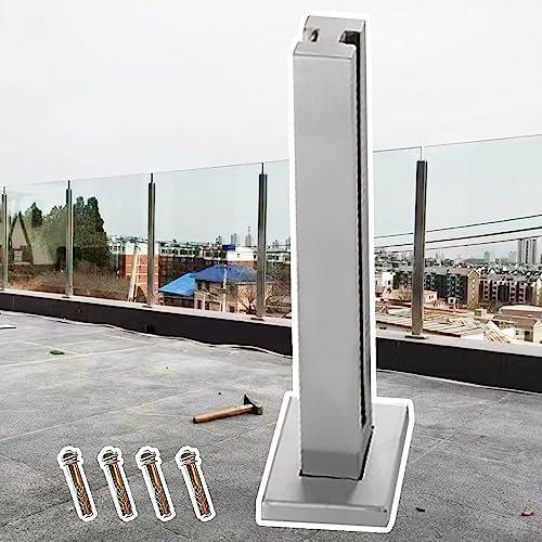 Poste Barandilla Vidrio Sistema de Barandillas de Cristal para Terrazas Paneles de Cristal para Exteriores, Barandilla de Cristal para Balcones de Alta Resistencia, Sistema de Barandilla Metálica Cuad