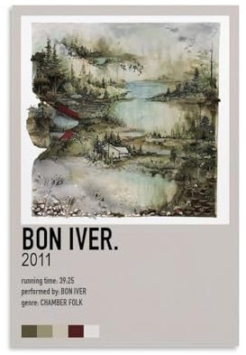EVMILA Bon Iver Poster, dekoratives Gemälde, Leinwand, Wandposter und Kunstdruck, modernes Familienschlafzimmer-Dekor-Poster, 20 x 30 cm