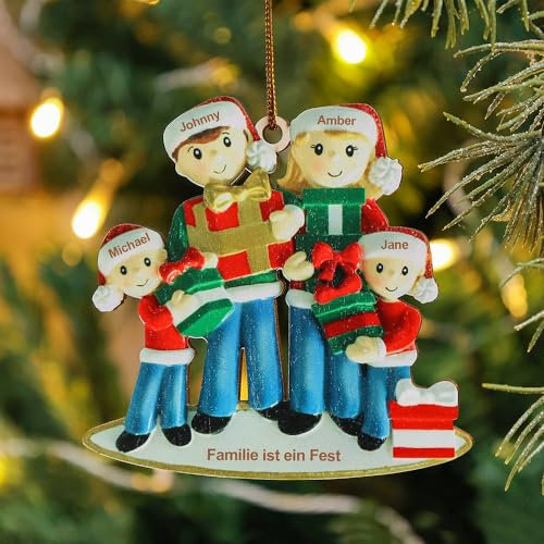 Kaululu Addobbi Albero di Natale Personalizzato con Nome e Testo, Palline Personalizzate, Decorazioni Casa Esterno 2024, Ciondolo in Legno Regali