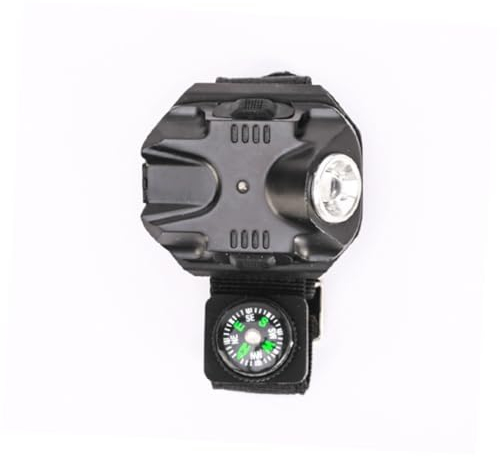 Angoily Wiederaufladbare LED Armbanduhr mit Taschenlampe und Kompass Tragbar aus Abs Kunststoff und Silikon für Camping und Nachtfahrten