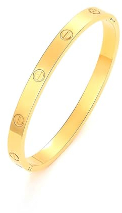 Damen Armreif Ringe Damen aus Edelstahl Gold Armband 100% Wasserfest schmuck (Armreif 5mm Breit)