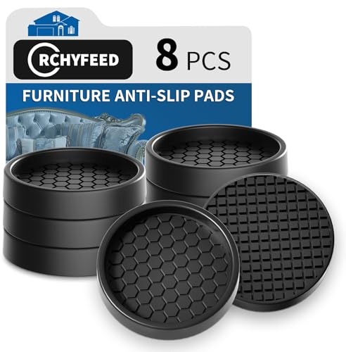 RCHYFEED Füße Protector Pad, 8 Stück Möbelgleiter 5cm, Antirutsch Pads für Möbelrollen, Ideal Anti-rutsch Gummi, Ideal für Fliesenböden, Antirutschpads für Möbel & Gegenstände (Schwarz Rund)