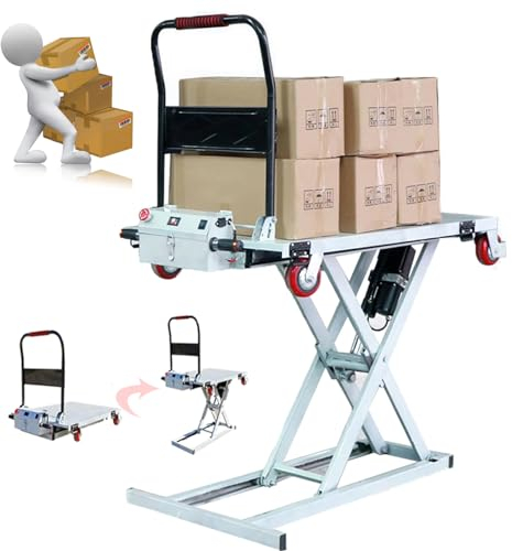Carrello Elevatore Idraulico, Capacità 300 Kg, Altezza Di Sollevamento 38,6, Tavolo Elevatore Elettrico A Forbice Singola Con 4 Ruote, Carrello Idraulico Elevabile Per Movimentazione Materiali