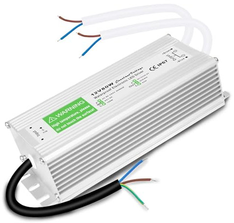 LED Transformator 230V auf 12V, LED Trafo 12V 80W, 6.7A LED Treiber Netzteil, LED Treiber AC Auf DC Schaltnetzteil, IP67 Wasserdicht Konstantspannung für LED Lampen MR11 MR16 G4 LED Birnen