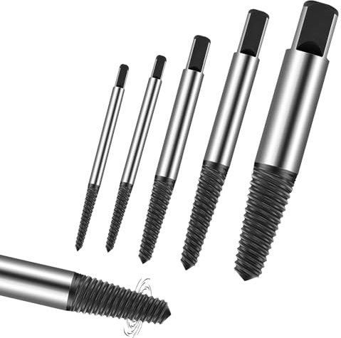 Daoxue 5-teilig Schraubenausdreher Set - Linksausdreher Set, Kaputte Schrauben Rausdrehen, Schrauben Ausdreher Set, Schraubenlöser Ausbohrwerkzeug, Schraubenentferner, Linksbohrer, Silber