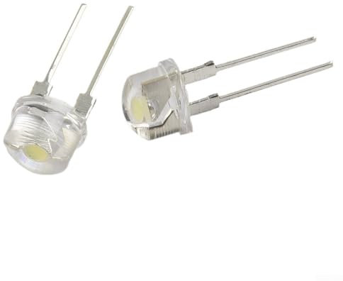 Lot de 10 diodes électroluminescentes LED en ligne, 8 mm, chapeau de paille, blanc, rouge, bleu (blanc)
