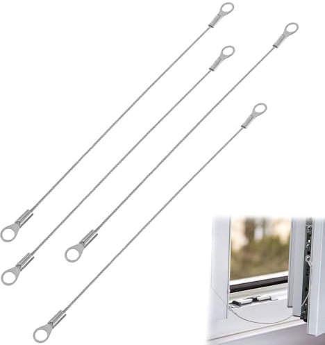 4Pcs Cabinet Door Restraint Cables Stainless Steel Door Restrictor 20cm Door Chain Short Lanyard Rope Limiter Door Opening Restrictor Flexible Braided Limiter Pendant Wire Rope Accessories