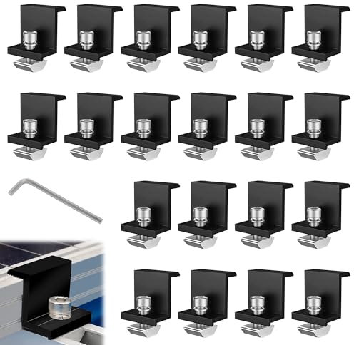 20 Stück 30mm Solarmodul Halterung Endklemme kit:Aluminiumlegierung Solarmodul Halterung Mit Muttern und Schrauben | für Photovoltaik Montageschiene Befestigung Solarpanelen