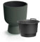 B2C Plant Pots Flower Planter 7 Colours 3 sizes Tall with insert Wavy Plastic Pot Boho Elegant Textured Cylindrical with base indoor/outdoor Modern (Pine green, 30cm - 18L)