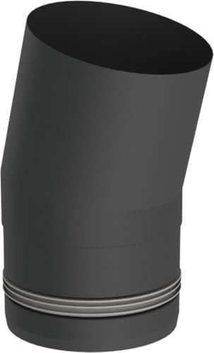 Pelletofen Winkelrohr/Winkel/Bogen 15 Grad aus Edelstahl mit innenliegender Dichtung, Durchmesser 80 mm schwarz