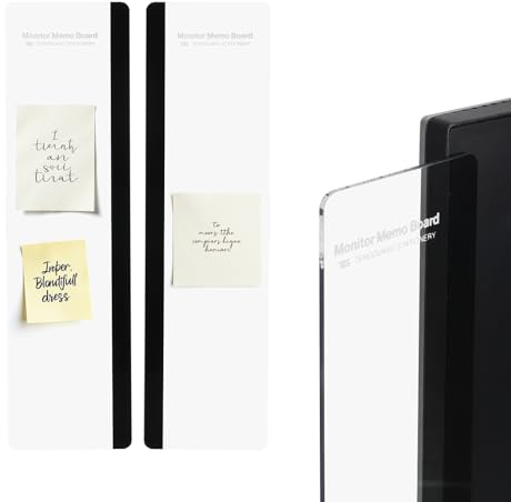 PATIKIL Monitor Memo Board, Transparent, Black Large Left and Right Self-Adhesive Sticky Note Holder Side Note Attachment Computer Accessories for Home Office Computer, 2 Pcs