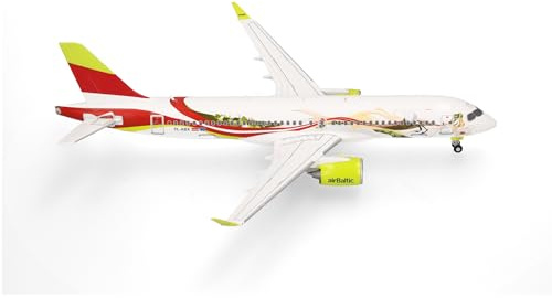 Herpa Model Aircraft airBaltic Airbus A220-300 50th A220 - YL-ABX, miniature at 1:200 scale, collector's item, aircraft model without stand, metal