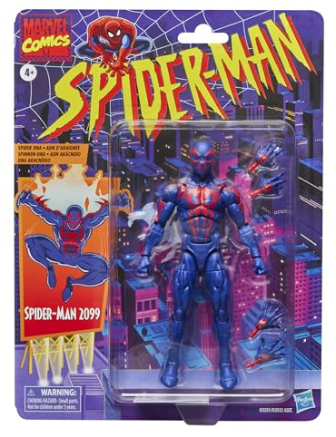 Marvel Legends Series, Figurine Spider-Man 2099 rétro sous Blister inspirée des Bandes dessinées, Rouge et Noir