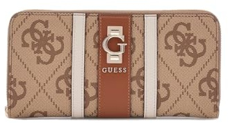 GUESS Porte-Monnaie Erenia Zip Around Wallet Latte Logo Brun
