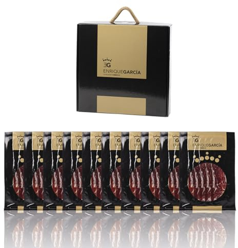 ENRIQUE GARCÍA - Paleta de Bellota Ibérica 75%, 10 Sobres Envasados al Vacío de, 100 g Aprox. Acabado plástico. Caja regalo de cartón. Corte a máquina