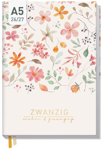 Häfft® Business-Timer Terminkalender 2026 2027 A5 Wild Blossoms | 17 Monate Buchkalender von August 26 bis Dez. 27 - Terminplaner, Wochenkalender, Wochenplaner