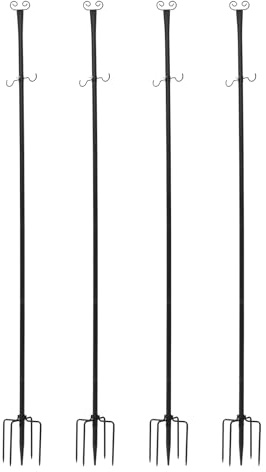 Hanmorfarbi 6 Stück Lichterketten Halterung Set 2.7m, Outdoor Lichterketten Halter aus Metall, Garten Party Deko Ständer mit Erdspieß & Haken für Weihnachtslichter, Hochzeit, Camping, Terrasse (4)