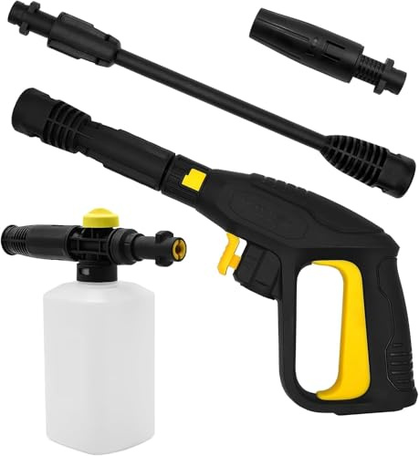 Kit de remplacement pistolet Karcher - Pistolet à gâchette à connexion rapide pour nettoyeur haute pression K2 à K7 (jusqu'à 2100 psi), avec lance d'extension, buse réglable et lance à mousse neige