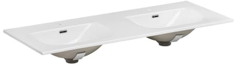 Lavabo empotrado ESSEN 120 cm doble lavabo cerámica blanco brillante
