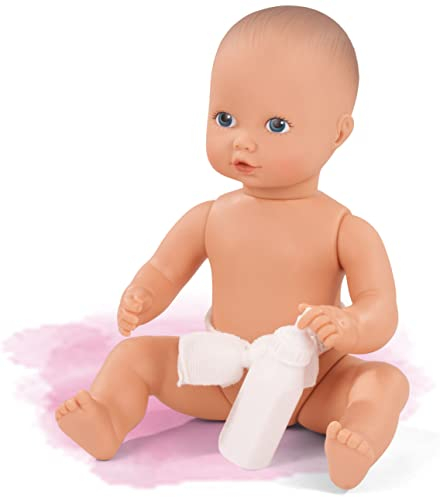 Götz 0753010 Newborn Aquini Mädchen Puppe - 33 cm große Badepuppe mit gemalten blauen Augen und ohne Haare - Badebaby ab 18 Monaten