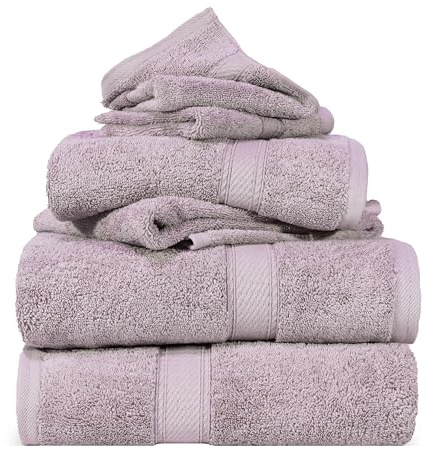 SUPERIOR Egyptian Cotton Ultra Plush & Absorbent, 6 Piece Set, Purple
