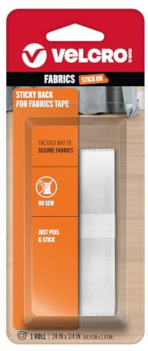 Velcro(r) Brand - Cierres Velcro adhesivos para telas: sin necesidad de coser - Cinta de 24 pulgadas x 3/4 pulgadas - Blanco